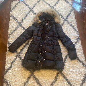 Y2K Juicy Couture Black Down Padded Coat Sz S With Detachable Hood